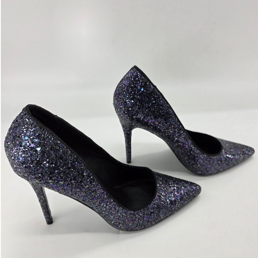 Steve Madden Pointed Toe Stiletto Heels Blue/Purple Glitter Atlantyl Pumps W 10M - Picture 4 of 7